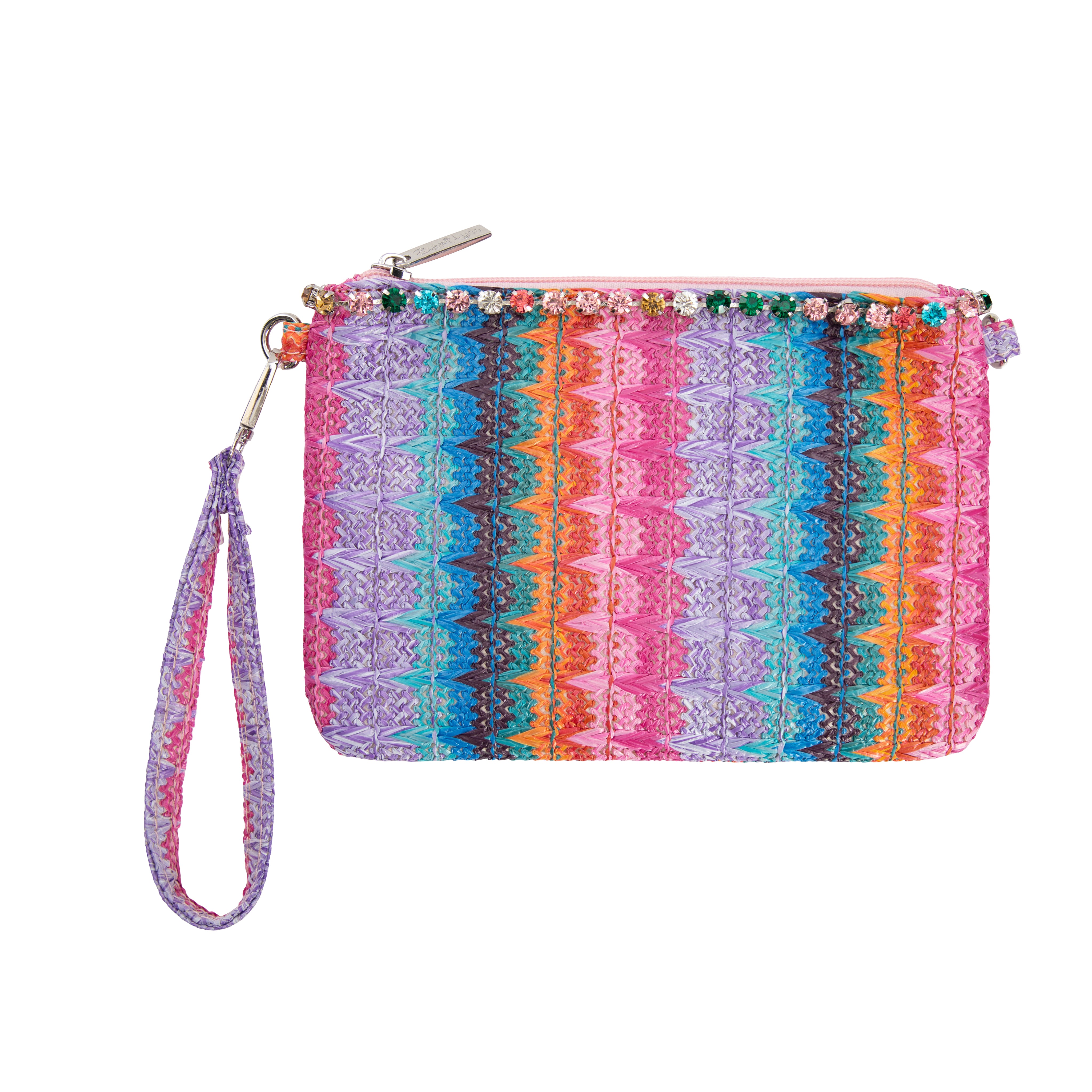 Pastel Raffia Jeweled Bag