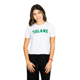 Tulane Distressed  Crop Tee - Denny's