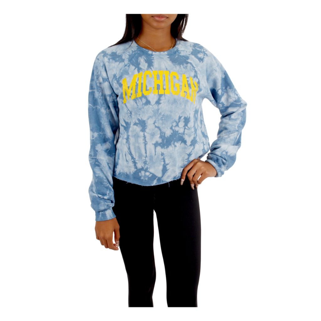 Michigan Crystal Tie Dye Crew Sweatshirt - Denny's