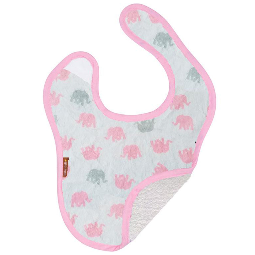 Pink Elephant Reversible Velcro Bib - Denny's
