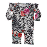 Ruffle Coverall Black Floral - Denny's