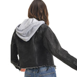 Distressed Hooded Denim Jacket - Denny's