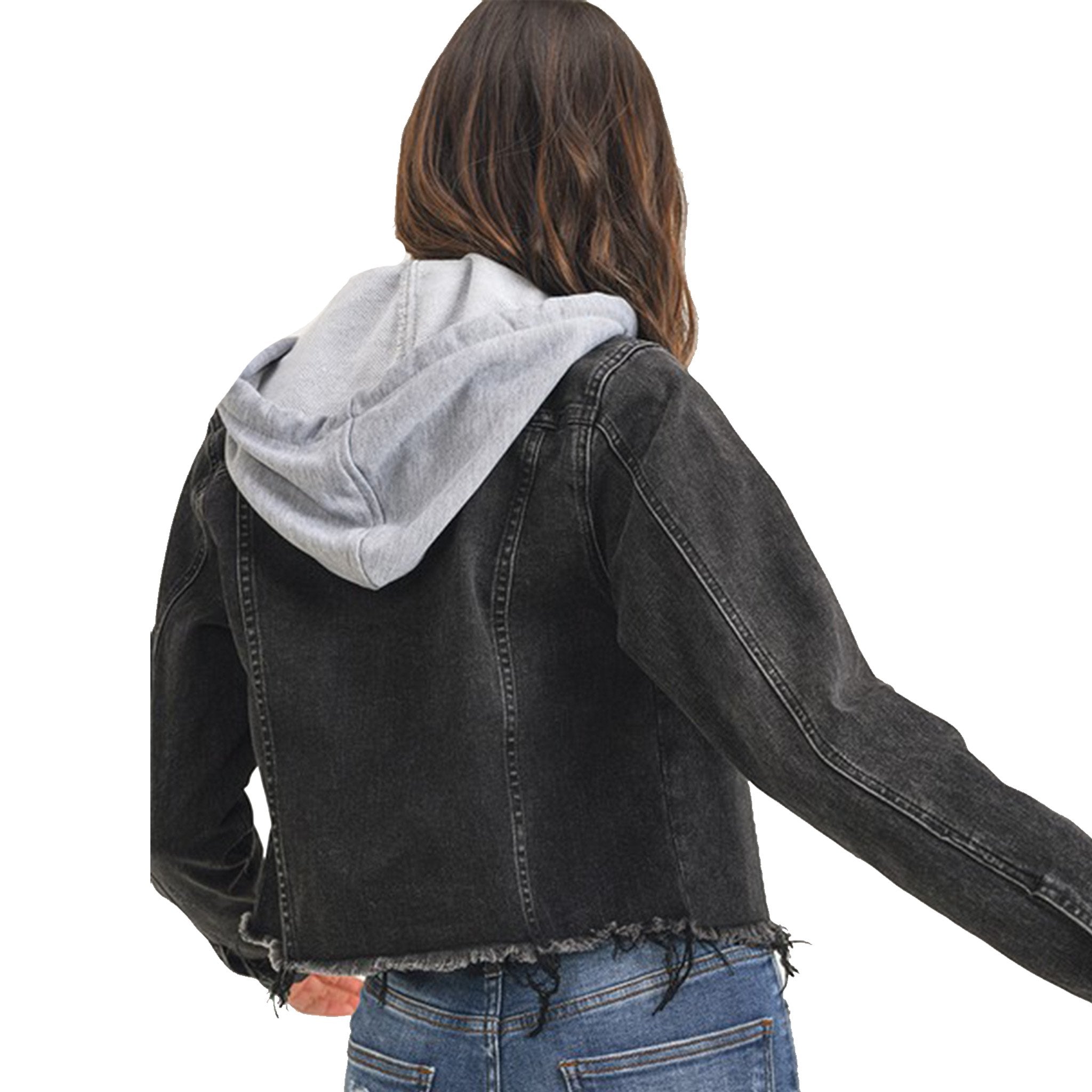 Distressed Hooded Denim Jacket - Denny's