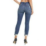 HW Distressed Raw Hem Skinny Jean - Denny's