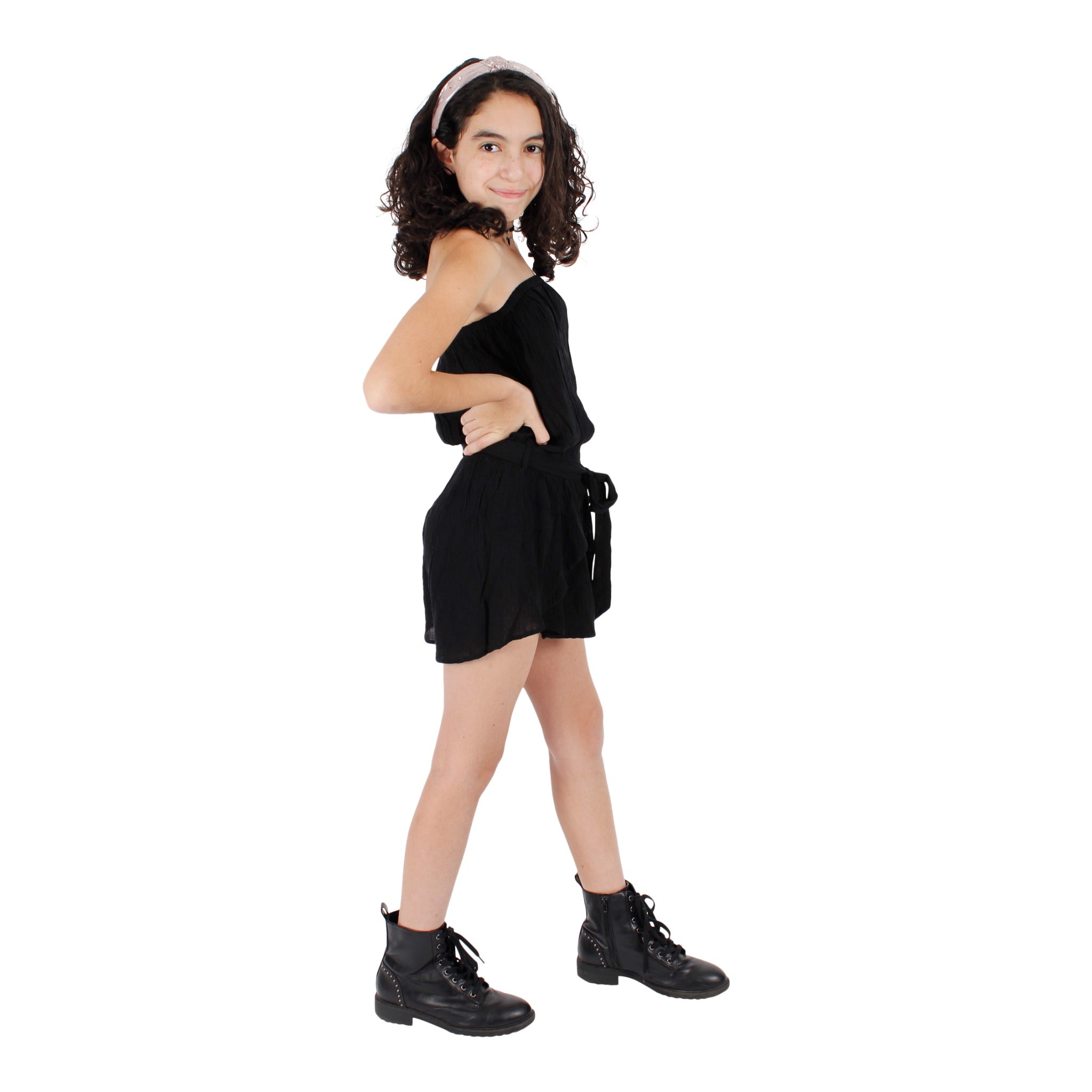 Solid Strapless Crinkle Romper - Denny's