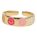 Multi Color Smiley Adjustable Band Ring - Denny's