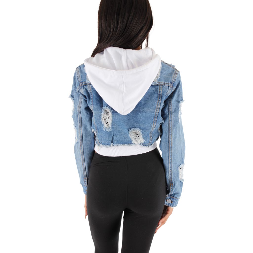 Crop Denim Jacket with Hood - Denny's