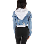 Crop Denim Jacket with Hood - Denny's