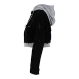 Crop Denim Jacket with Hood - Denny's