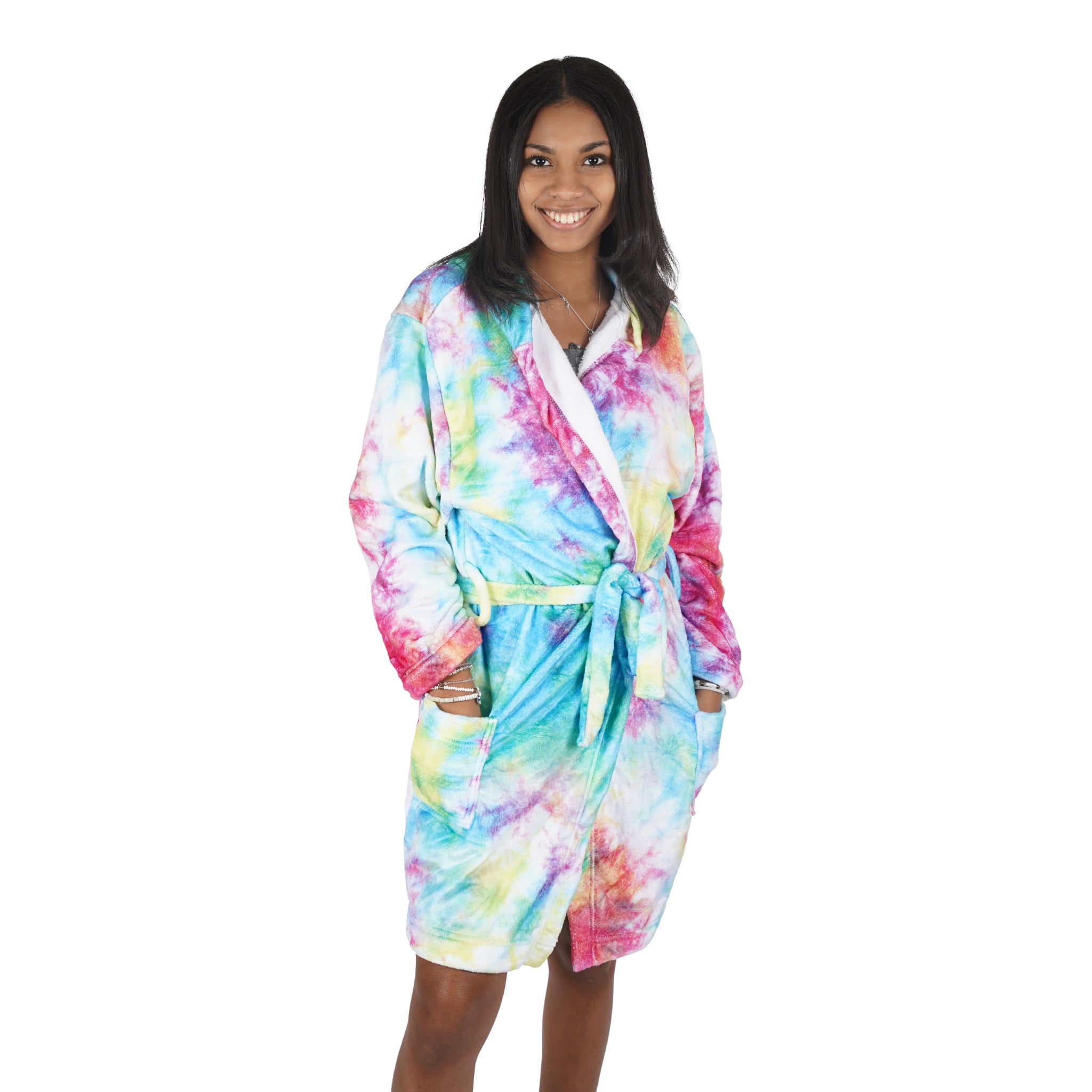 Colorful Tie Dye Plush Robe - Denny's