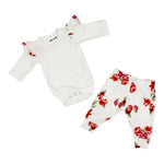 2pc Ruffle Sleeve Onesie/Pant Set Ivory Floral - Denny's