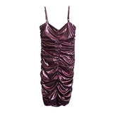 Shirred Front Metallic Dress - Denny's