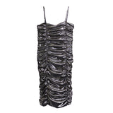 Shirred Front Metallic Dress - Denny's
