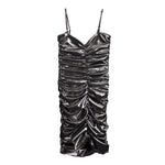 Shirred Front Metallic Dress - Denny's
