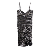 Shirred Front Metallic Dress - Denny's