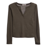 RIbbed Notch Neck Top - Denny's