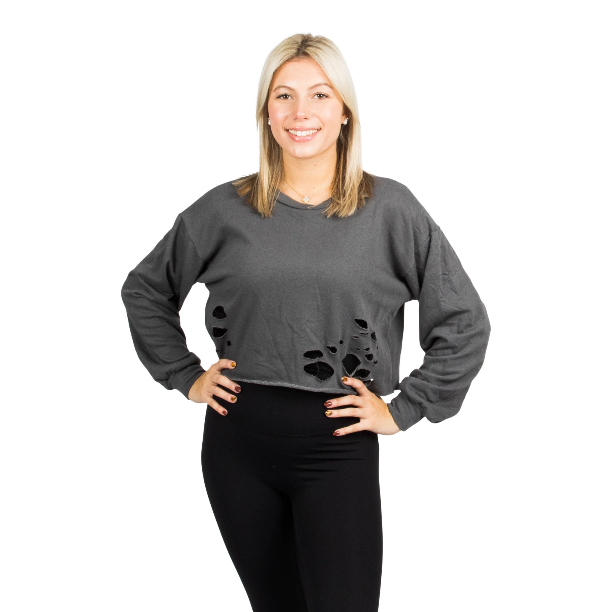 Cropped Ripped Sweatshirt - Denny's