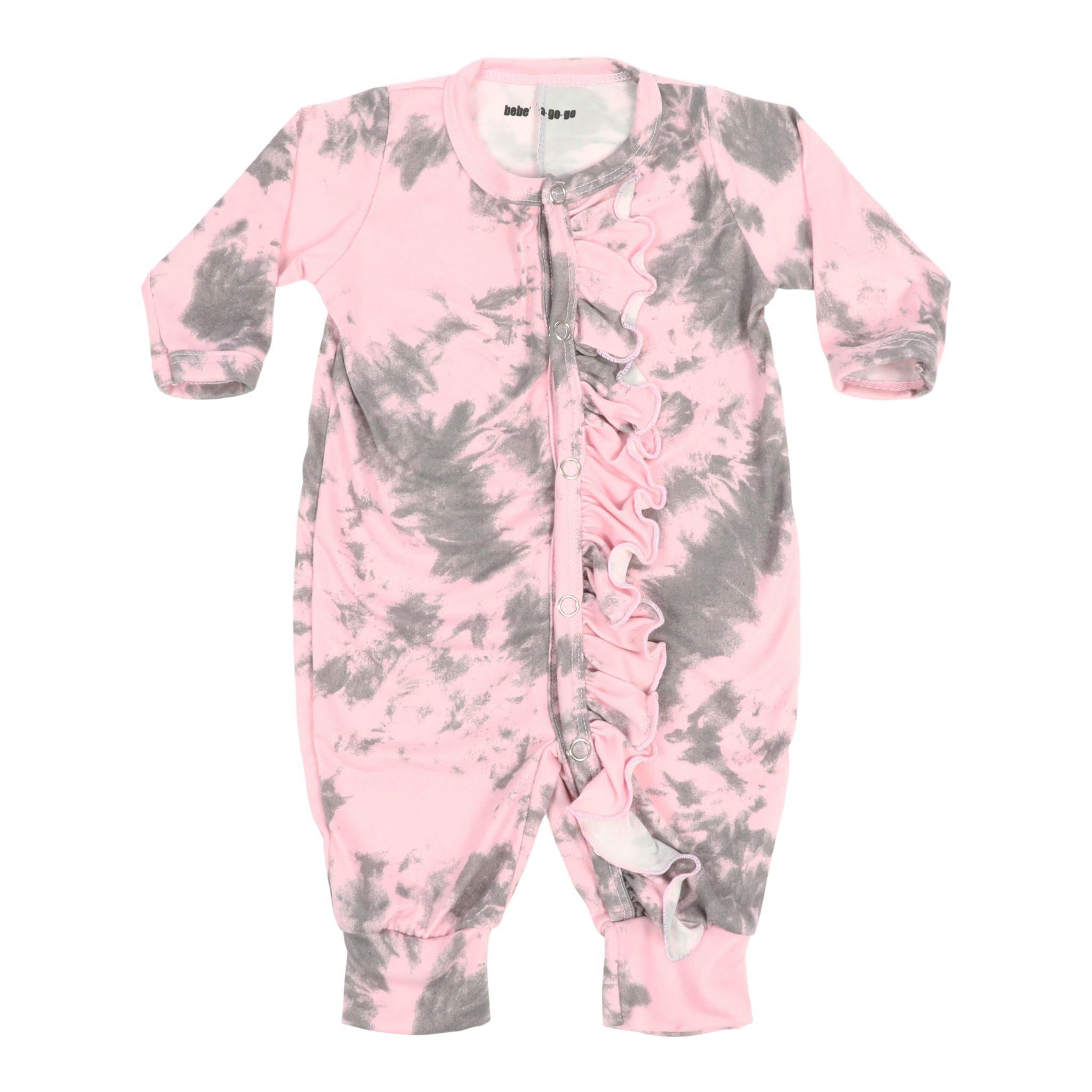 Pink/Grey Tie Dye Rufflle Unionsuit - Denny's