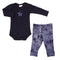 Two Piece Set Navy Onesie Navy/Blue Tie Dye Pant Star on Tee - Denny's