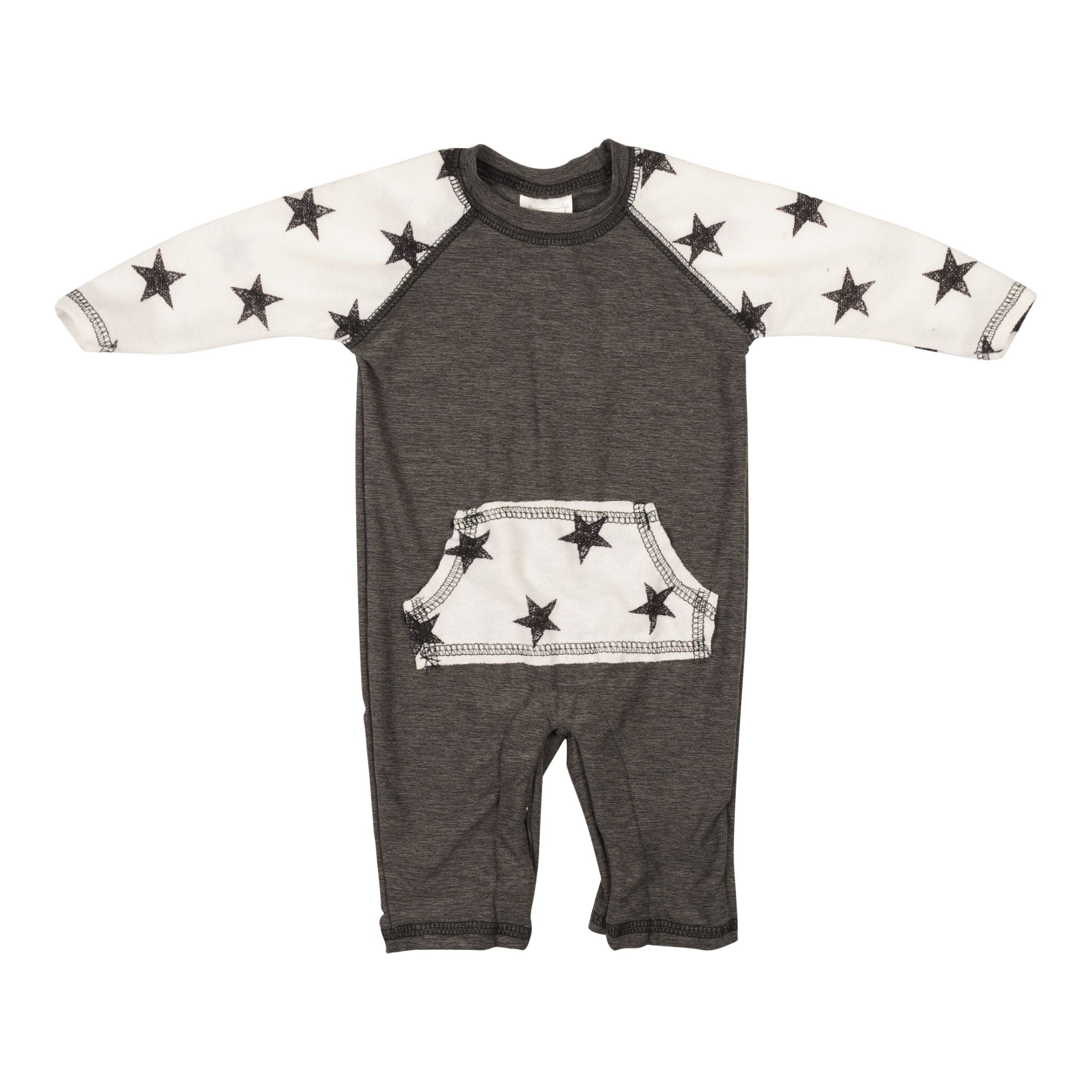 Charcoal & Ivory Star Raglan Coverall - Denny's