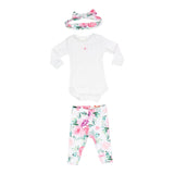 3pc Take Me Home Onesie Pant Headband Soft Floral - Denny's