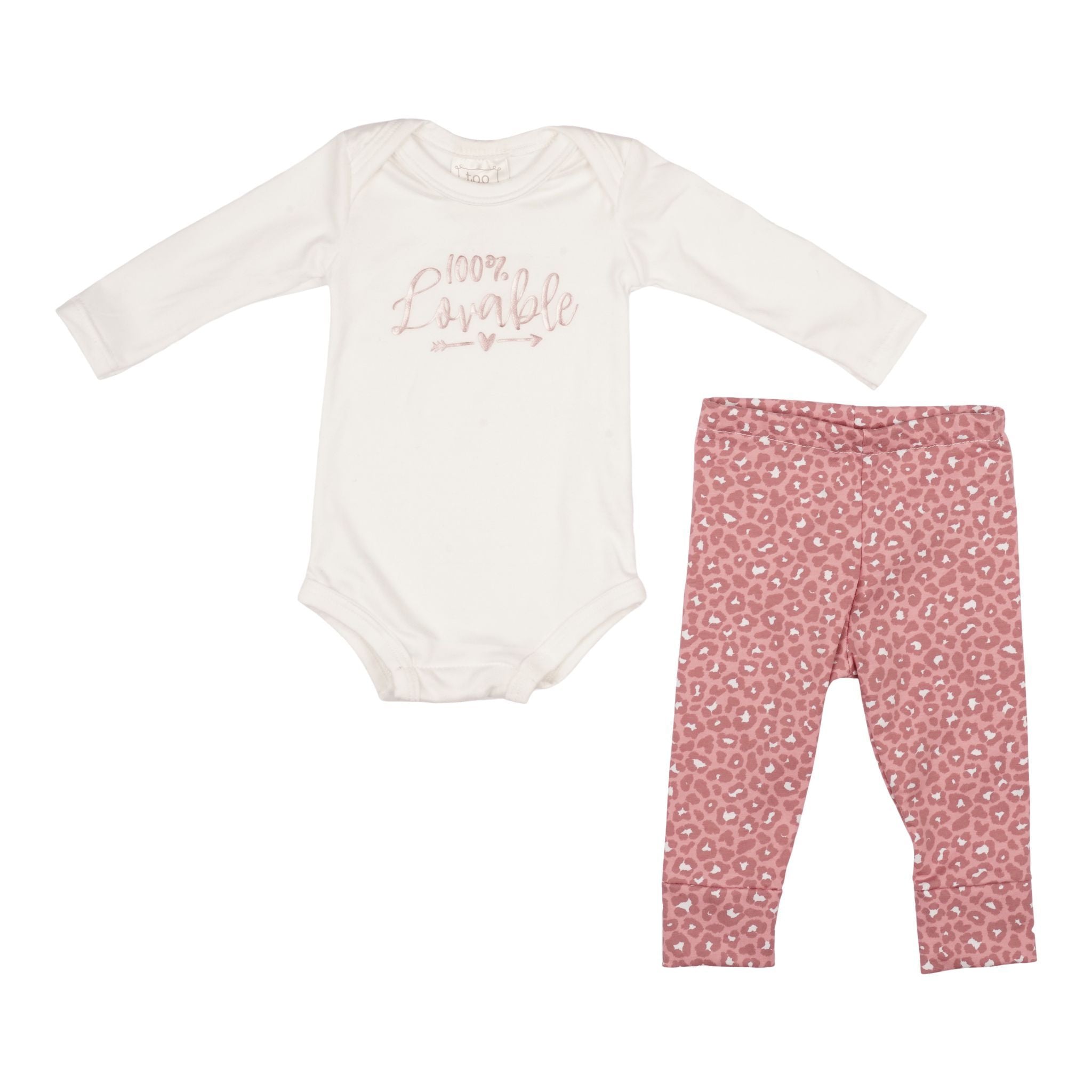 3pc Onesie Set 100 percent Lovable Mauve Leopard - Denny's