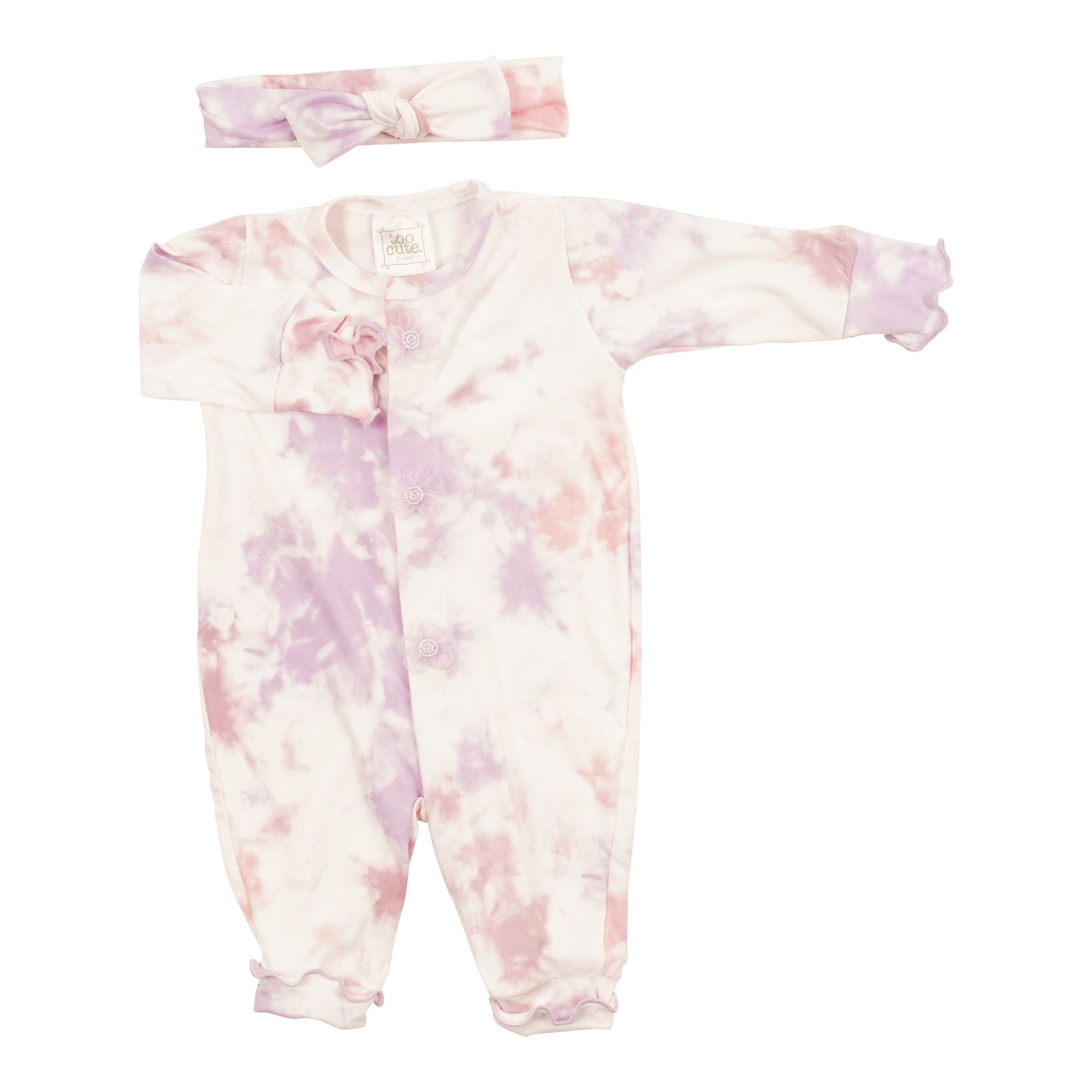 2pc Union Suit with Headband Blush Lavender Tie Dye - Denny's