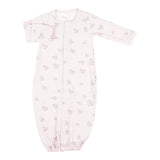 Pink & Grey Heart Snap Coverall - Denny's