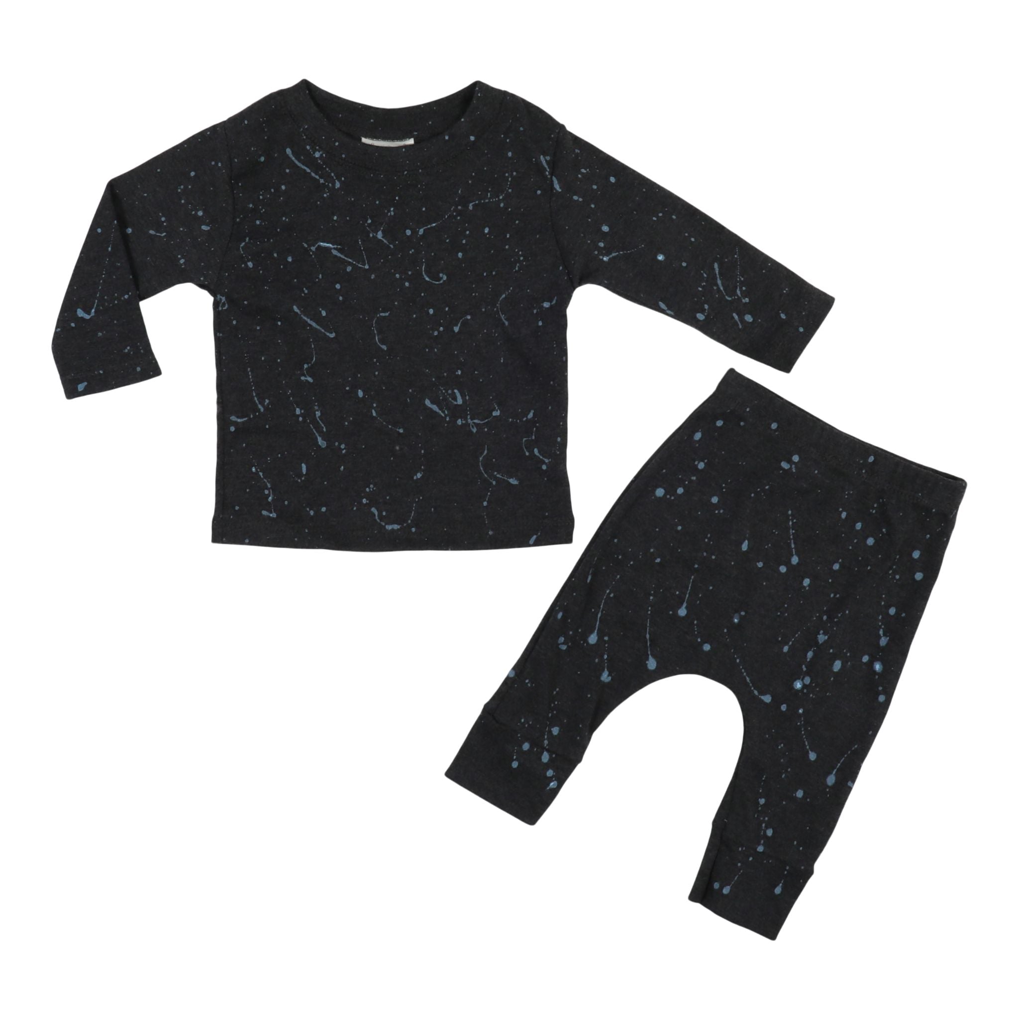2pc Rib Charcoal & Light Blue Splatt Set - Denny's