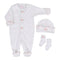 3pc White & Pink Glitter Splatt Union Suit - Denny's