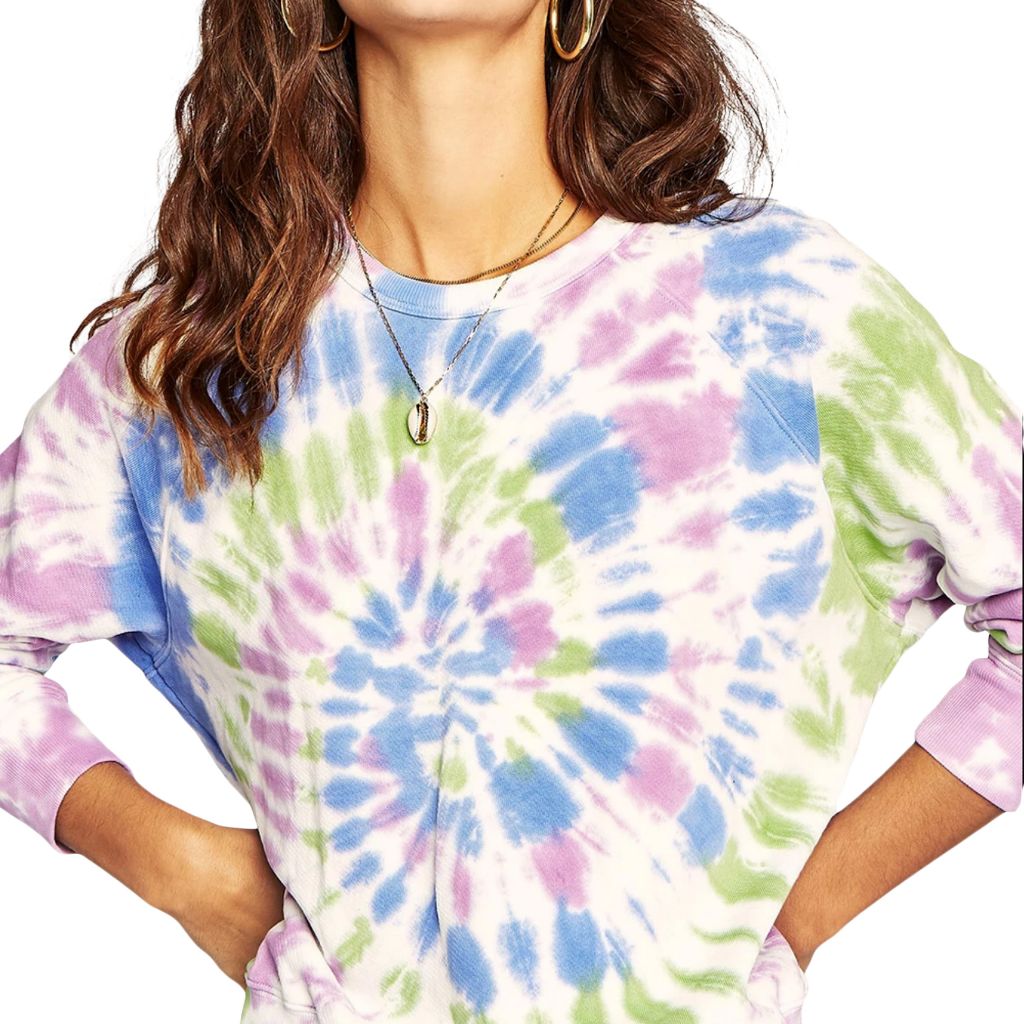 Orchid Tie Dye Varsity Crew Sweatshirt - Denny's
