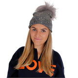 Junior Size Grey Studded Beanie with Grey Pom - Denny's