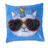 Sequin Pillow Peace Cat Eye - Denny's