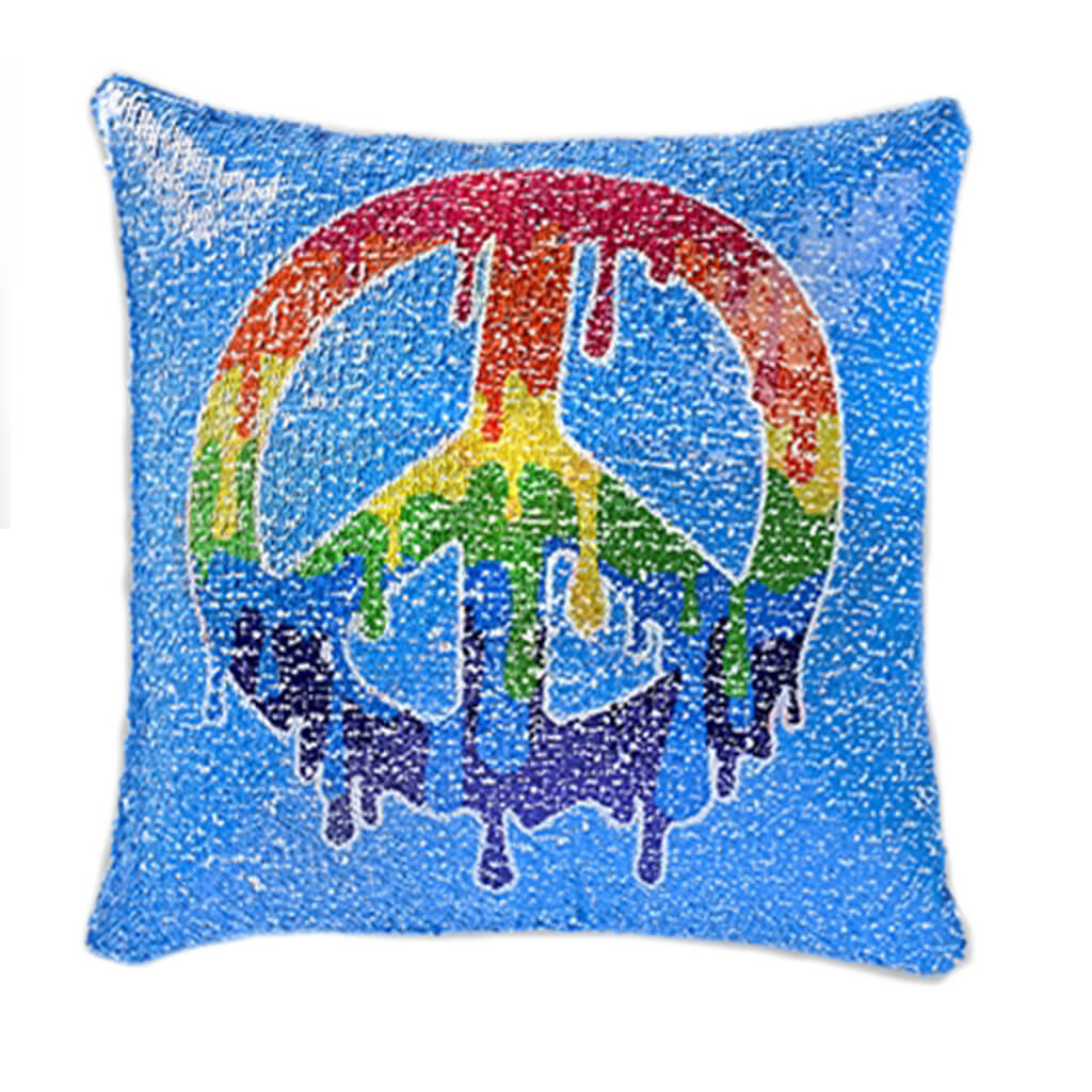 Sequin Pillow Peace Cat Eye - Denny's