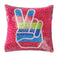 Sequin Smiley Peace To The Hand Pillow - Denny's