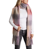 Oblong Plaid Fringed Scarf - Denny's