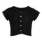 Short Sleeve Rib Crop Cardigan - Denny's