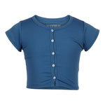 Short Sleeve Rib Crop Cardigan - Denny's