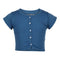 Short Sleeve Rib Crop Cardigan - Denny's