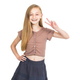 Short Sleeve Rib Crop Cardigan - Denny's