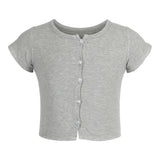 Short Sleeve Rib Crop Cardigan - Denny's