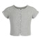 Short Sleeve Rib Crop Cardigan - Denny's