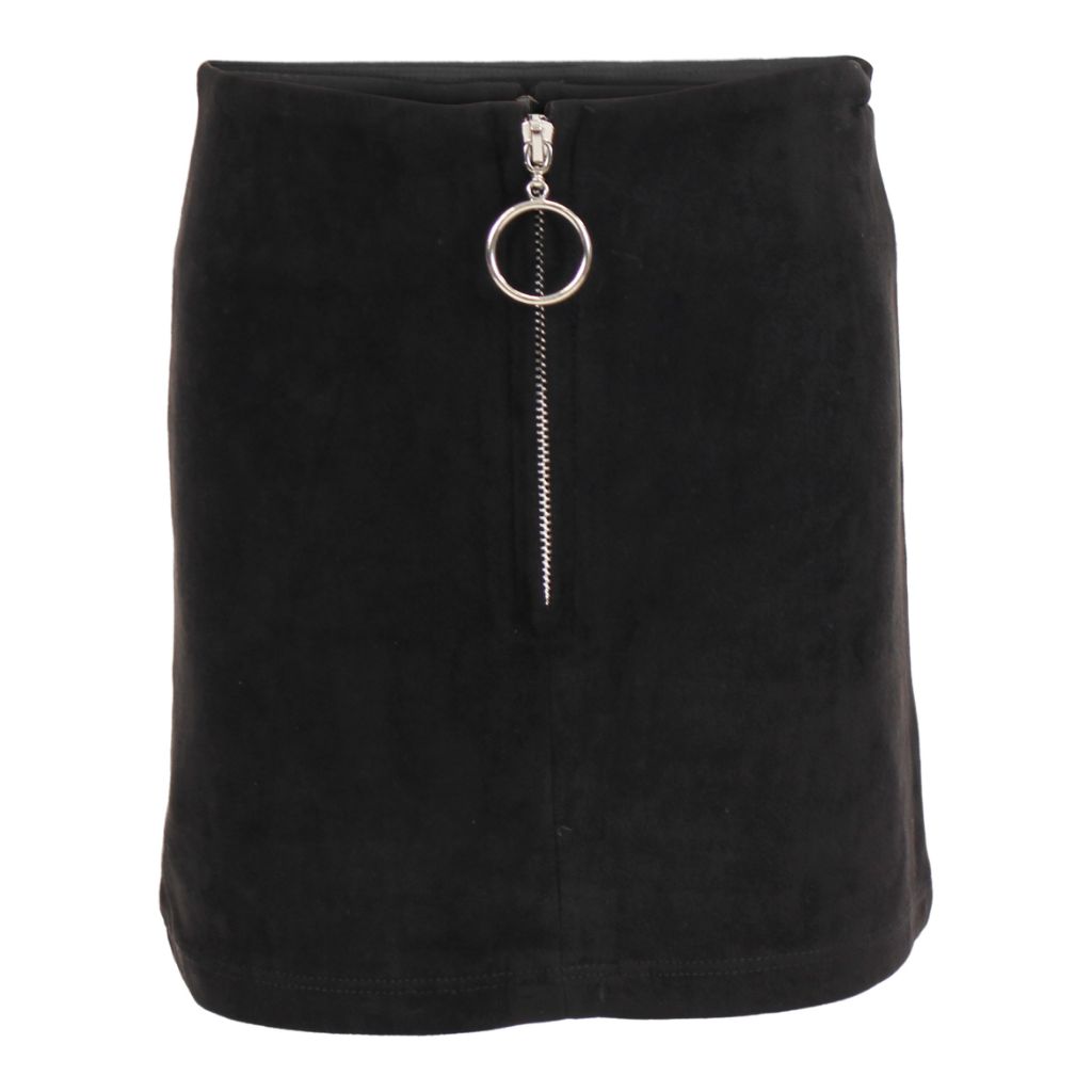 Suede Zip Front Mini Skirt - Denny's