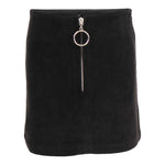 Suede Zip Front Mini Skirt - Denny's