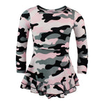 Long Sleeve Ruffle Tiered Bottom Camo Dress - Denny's