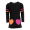 Long Sleeve Dress with Fuschia n Orange Hearts n Stripes - Denny's