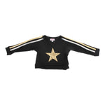 Long Sleeve Top with Stripe Sleeves & Gold Star - Denny's