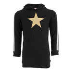 Hooded Sweatshirt Dress with Gold Star & Metallic Stripes - Denny's