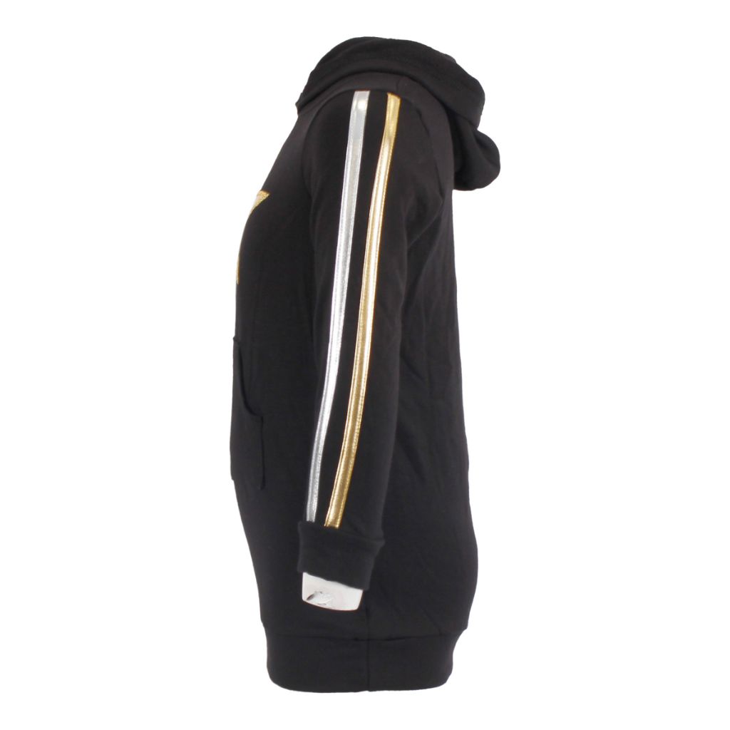 Hooded Sweatshirt Dress with Gold Star & Metallic Stripes - Denny's