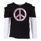 Long Sleeve 2fer Cold Shoulder Top w Peace - Denny's